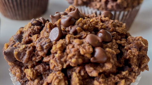 Vegan Chocolate Oatmeal Brownie Muffins