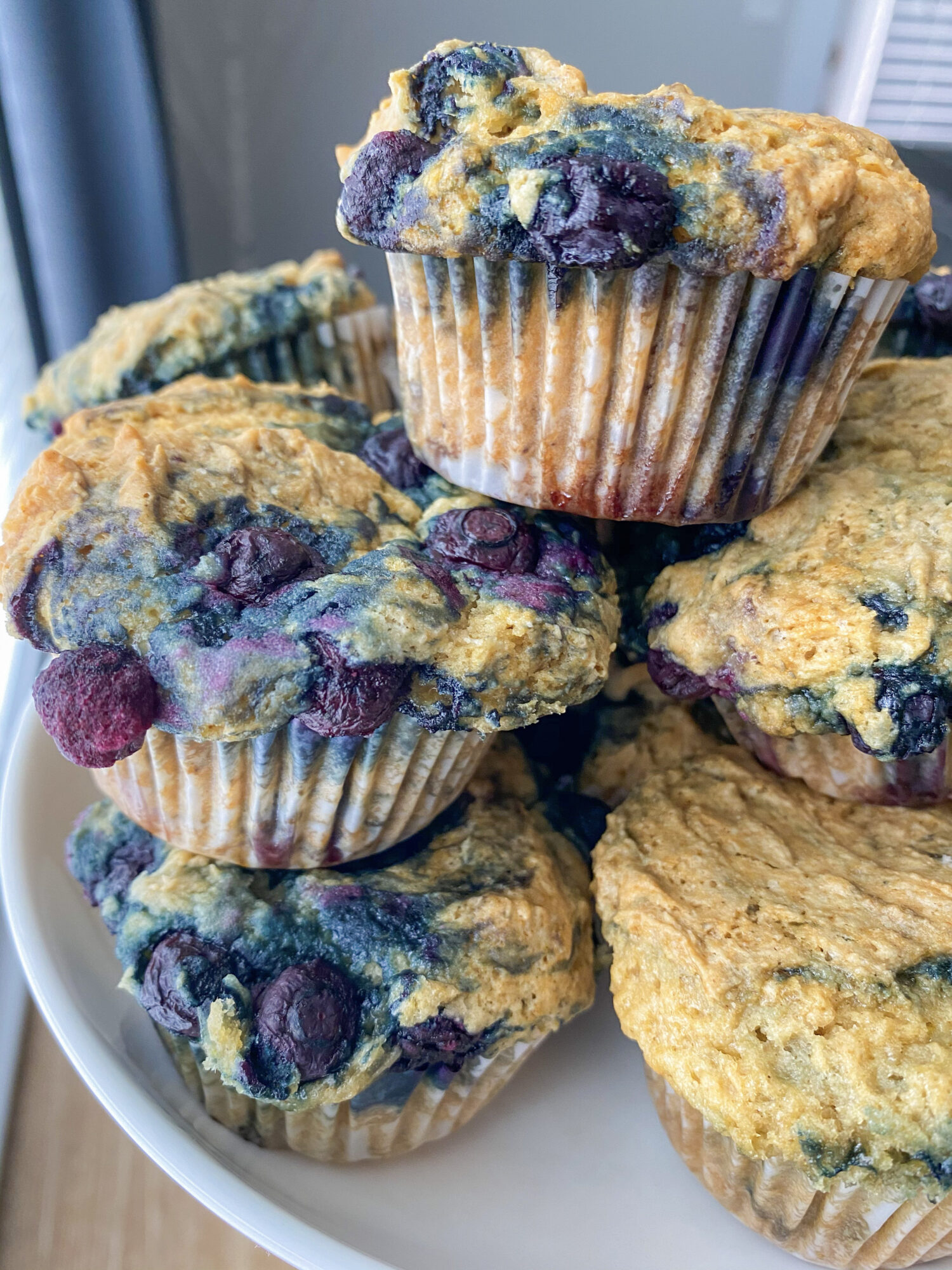 Vegan Oat Flour Blueberry Muffins