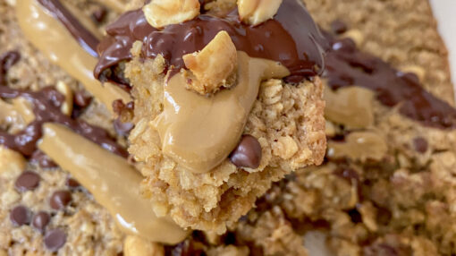 Vegan Peanut Butter and Chocolate Swirl Baked Oatmeal