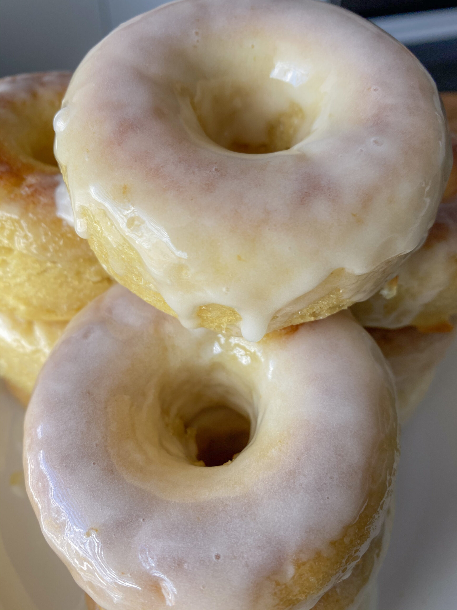 glazed vegan lemon donuts close up