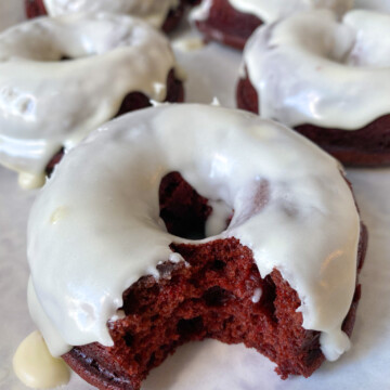 Vegan Red Velvet Donuts with Cream Cheese Frosting