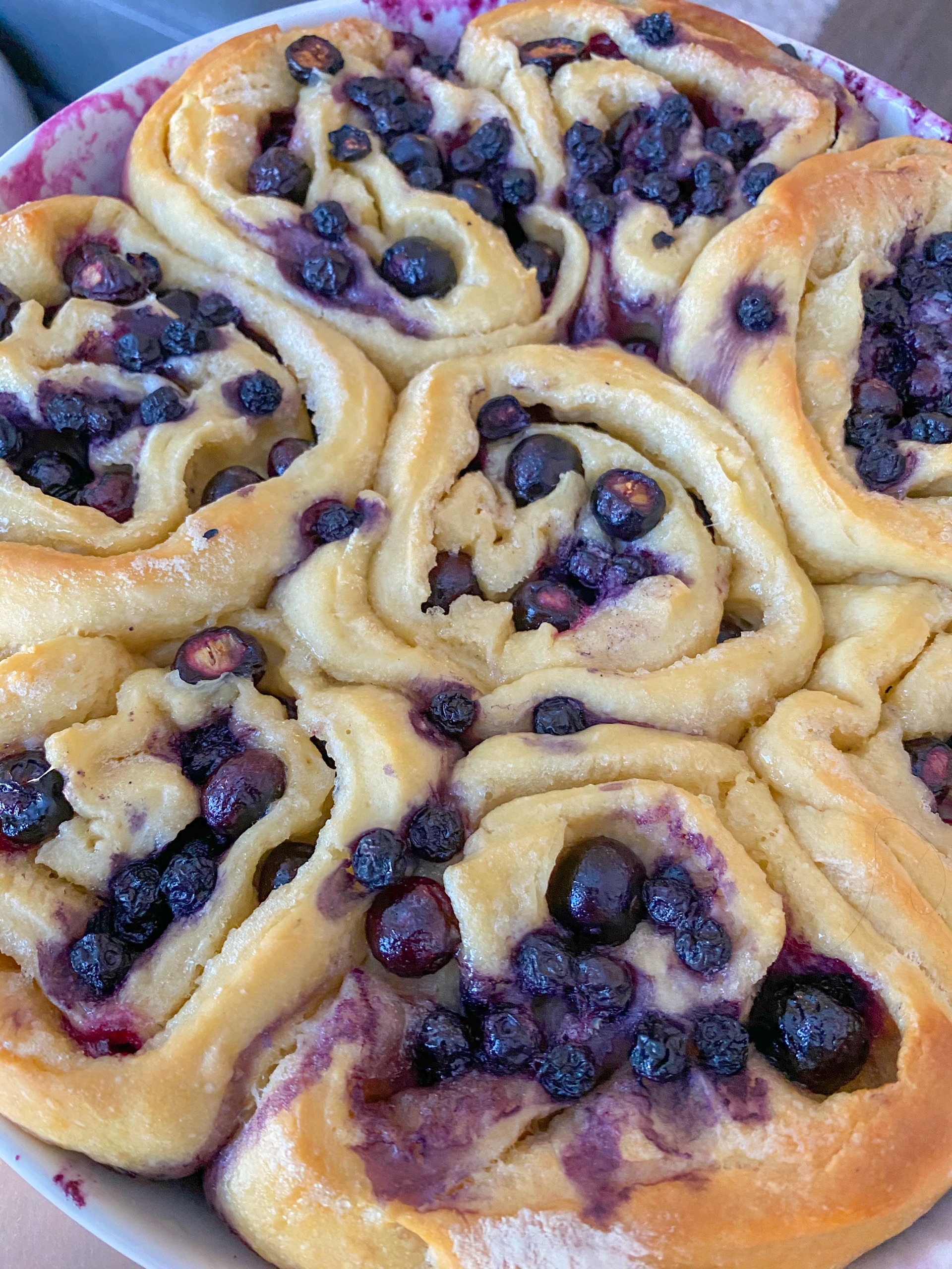 close up of blueberry sweet rolls