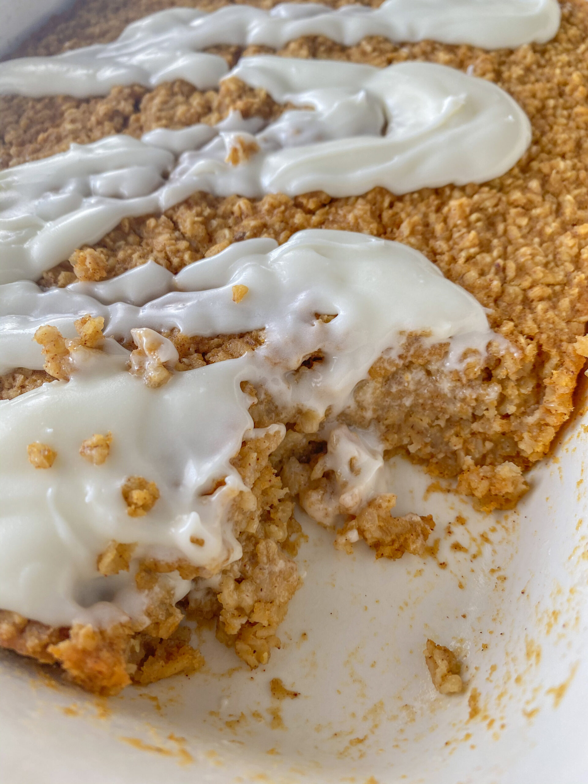 Sweet Potato Baked Oatmeal with Vegan Cream Cheese Icing