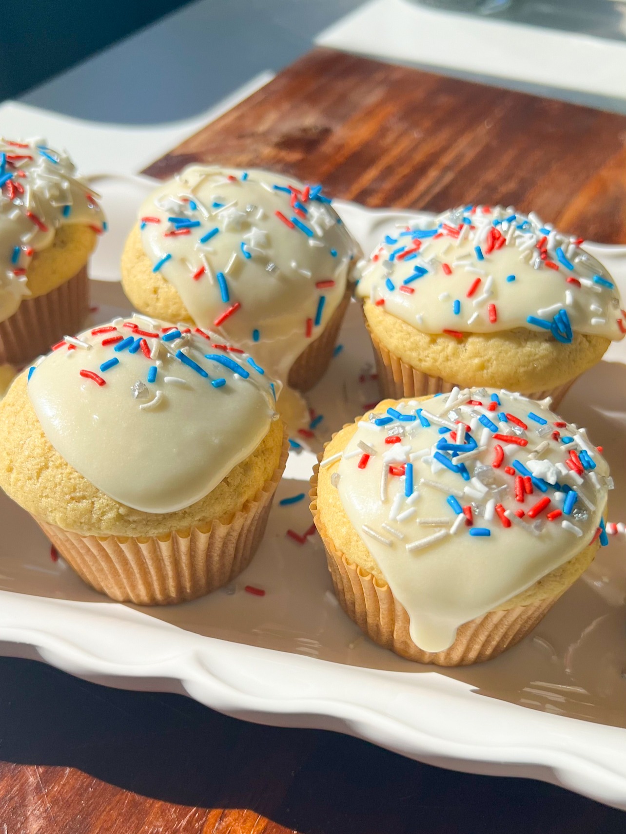 Easy Fourth of July Vanilla Cupcakes