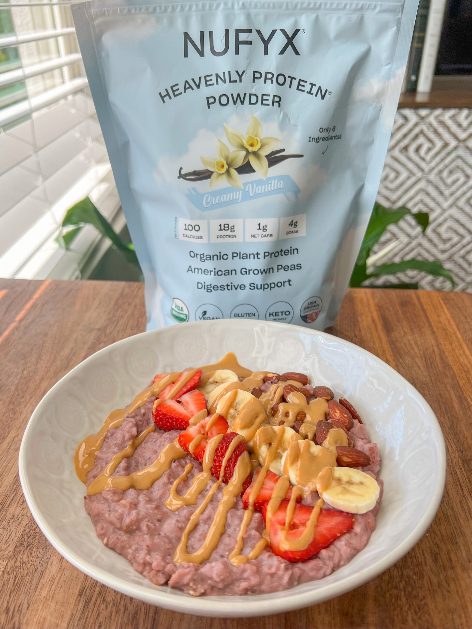 Strawberry Protein Oats with Vegan Protein Powder