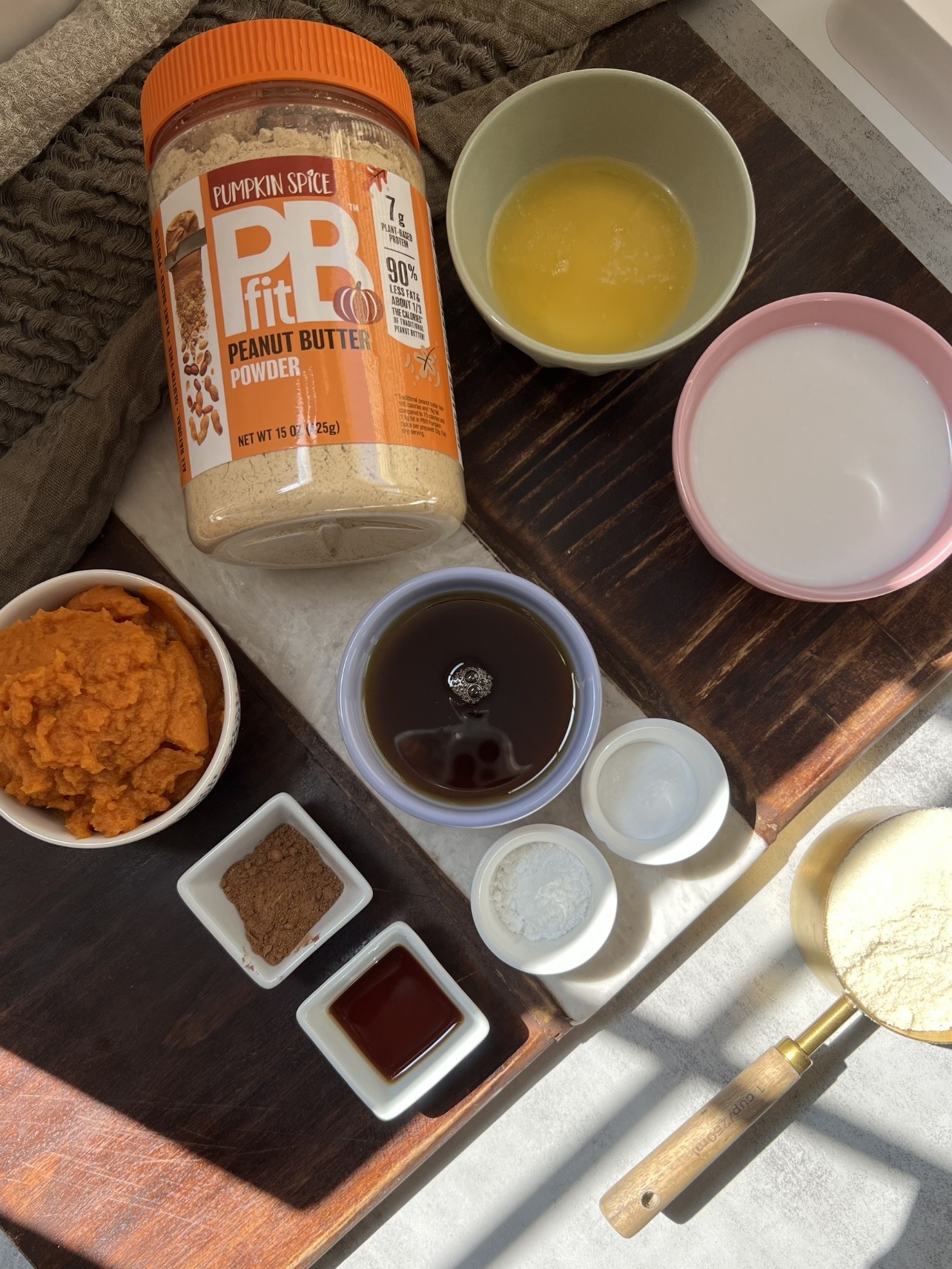 the ingredients needed for peanut butter pumpkin bread