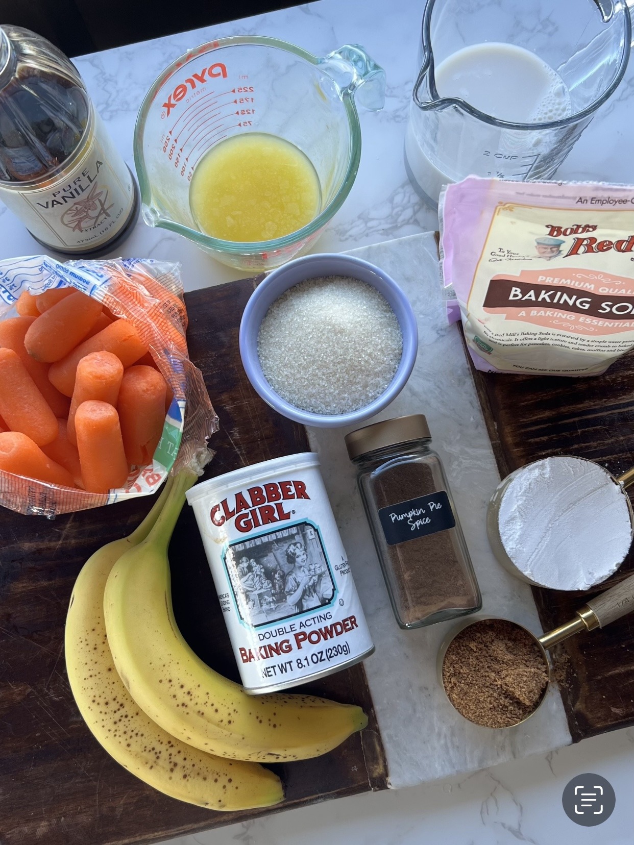 carrot cake banana bread ingredients