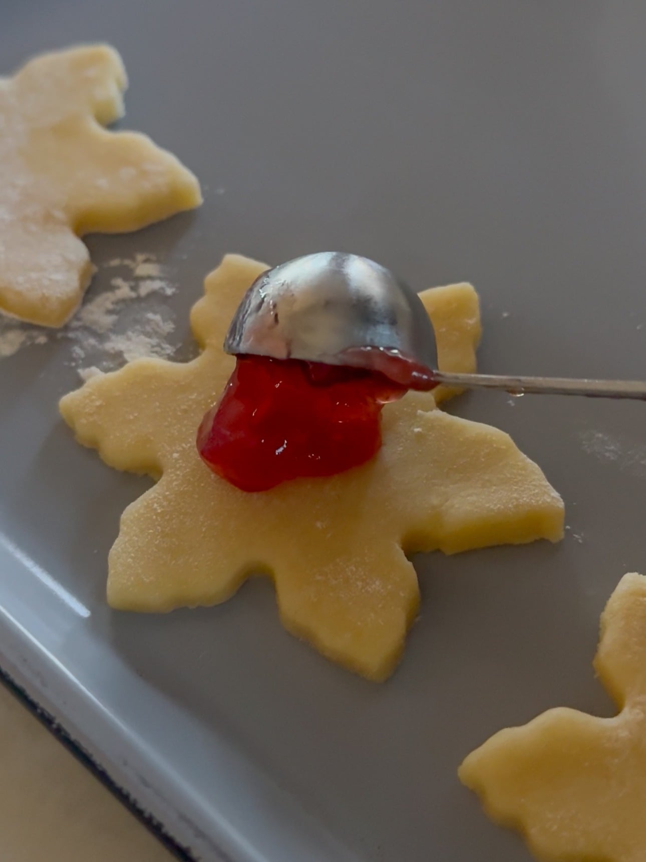 Making Linzer Cookies - Adding Jam