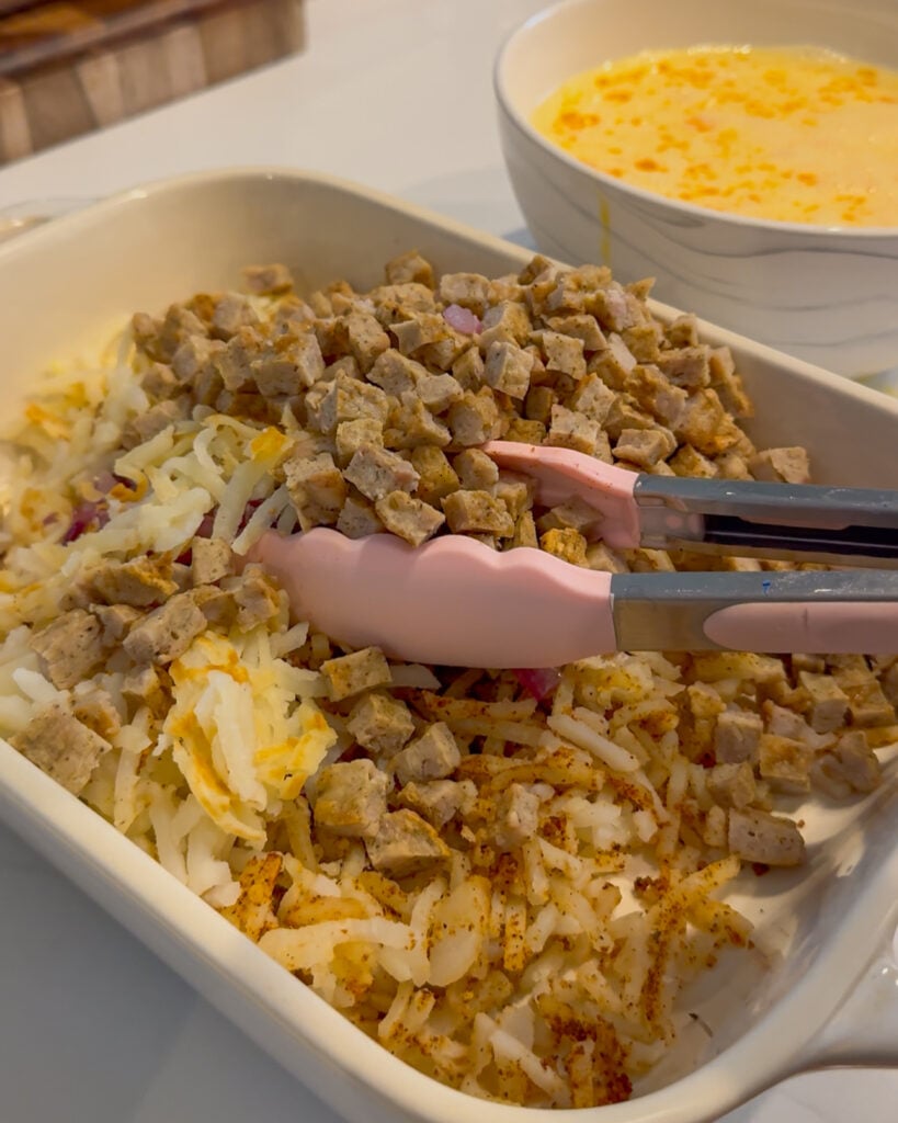 mixing the casserole